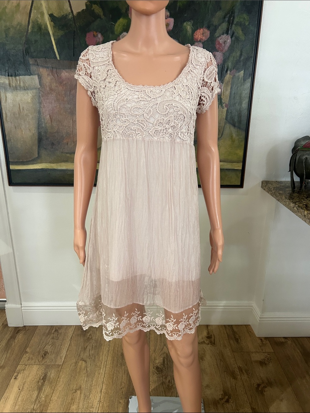 Piazza Roma silk dress with lace detail